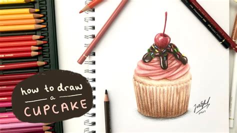 HOW TO DRAW A REALISTIC CUPCAKE | drawing food with coloured pencils - YouTube