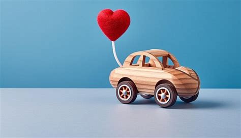 Premium Photo | Blue toy car on wooden background symbolizing childhood generated by AI