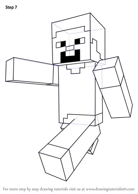 an image of a minecraft coloring page with the text for more step by step drawing instructions