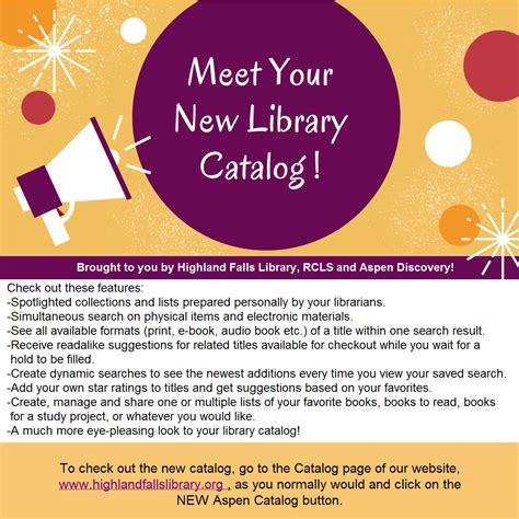 NEW and Better Library Catalog | Serving the residents of Highland ...