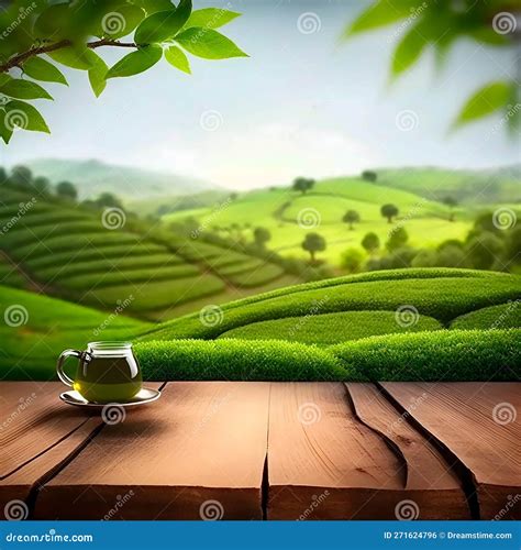 Tea plantation. stock illustration. Illustration of healthy - 271624796