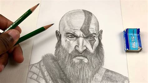 How To Draw Kratos: Step by Step - God Of War (TWO PENCILS) - YouTube