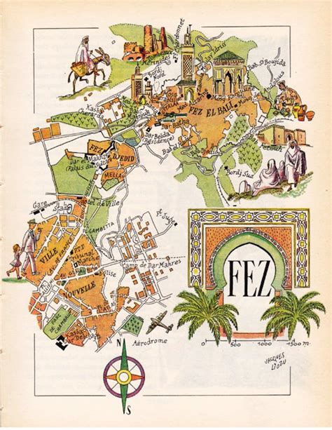 Old Map of Fes Fez Morocco From The1950's by French | Etsy