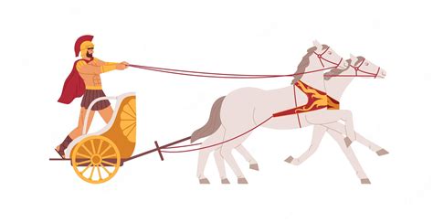 Premium Vector | Chariot racing. roman gladiator in wheel cart riding horses. ancient greek ...