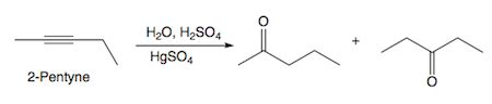 Predict the organic products from reaction of 2-pentyne with H2O, H2SO4 ...