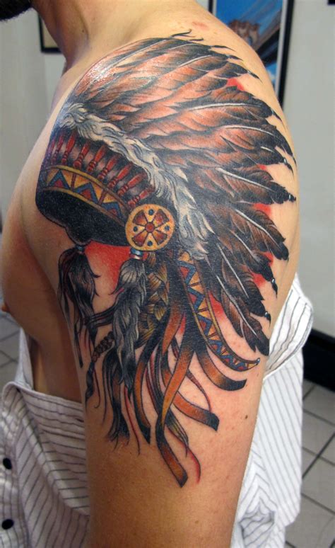 Native American Indian Headdress tattoo by Tasha Rubinow @ Inborn ...