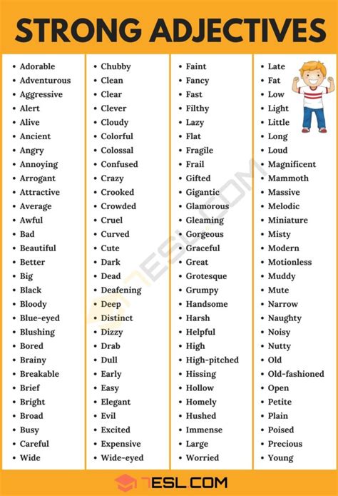 List of Strong Adjectives in English • 7ESL