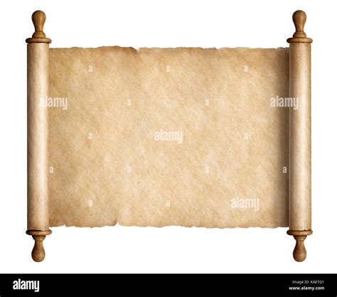 Ancient scroll parchment with wooden handles isolated 3d illustration Stock Photo - Alamy