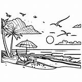 Beach Coloring Page · Creative Fabrica sketch template