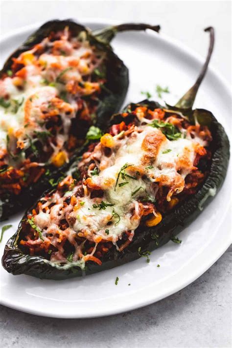 Easy, baked Southwest Stuffed Poblano Peppers with ground beef and rice ...