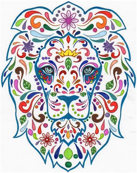 Lion zentangle coloring | Skull coloring pages, Skull illustration ...