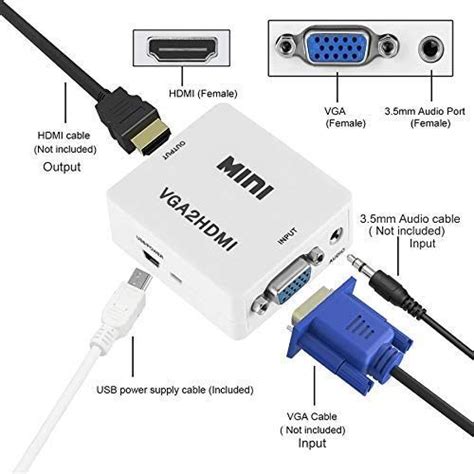 VGA to HDMI 1080P Full HD Mini VGA to HDMI Audio Video Converter ...