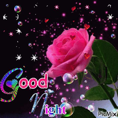 Good Night With Flower Sparkle GIF - GoodNightWithFlower Sparkle Rose - Discover & Share GIFs