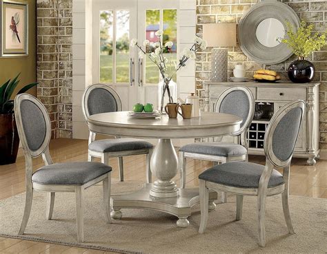 Siobhan Round Dining Room Set (Antique White) by Furniture of America | FurniturePick