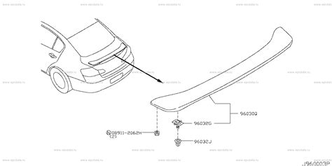 Air spoiler (body) for Nissan Skyline V36, 12 generation 10.2007 - 12. ...