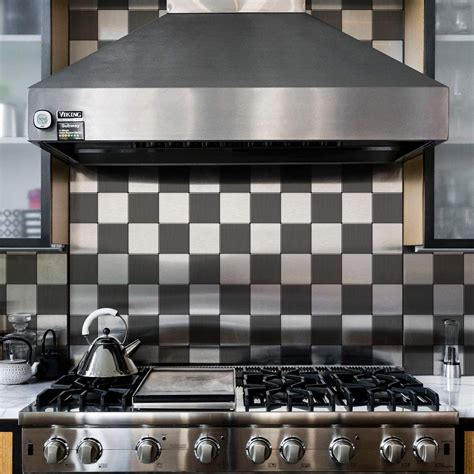 Peel and Stick Metal Backsplash Tile, Brushed Stainless Steel in ...