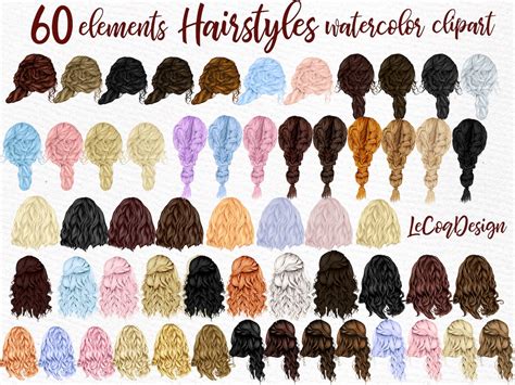 Hairstyles Clipart: girls HAIRSTYLES Clipart Custom Hairstyles Long Hair Girls Hair Clipart ...