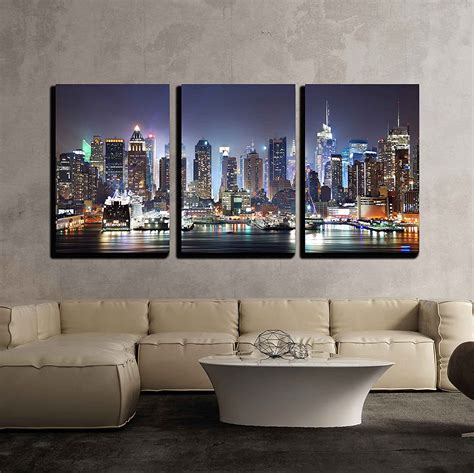 wall26 Manhattan Skyline Canvas Wall Art, 3-Piece