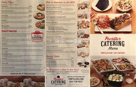 Portillo's Catering Carry Out Menu Chicago (Scanned Menu With Prices)