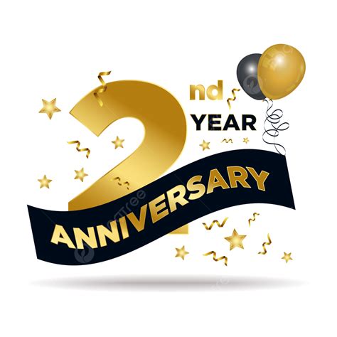 2nd Anniversary Vector PNG Images, 2nd Anniversary Golden Blue Black ...