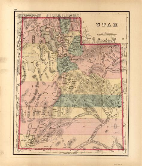 Gray's 1876 Map of Utah - Art Source International