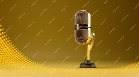 Premium AI Image | A gold microphone on a stand with a yellow background