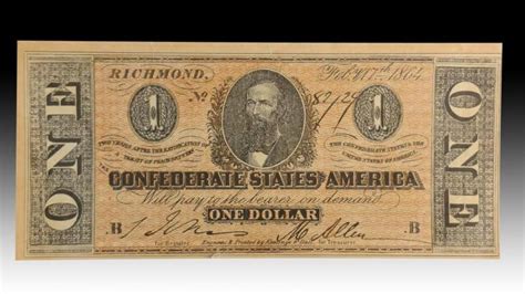 1864 Confederate One Dollar Bill