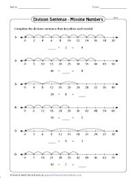 Division Using Number Line Worksheets