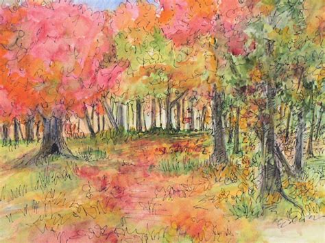 Autumn Forest Watercolor Illustration