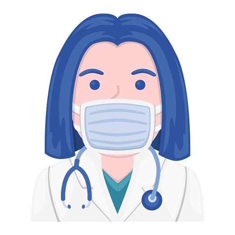 Woman medical mask emoji doctor face. design art. medical virus protection. | Premium Vector