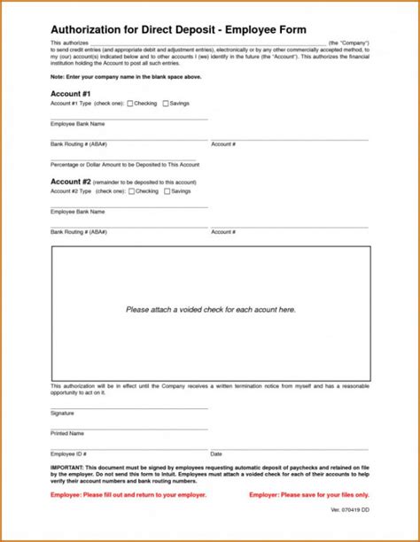 Editable 015 Ach Direct Deposit Authorization Form Template Breatht Generic Direct Deposit ...