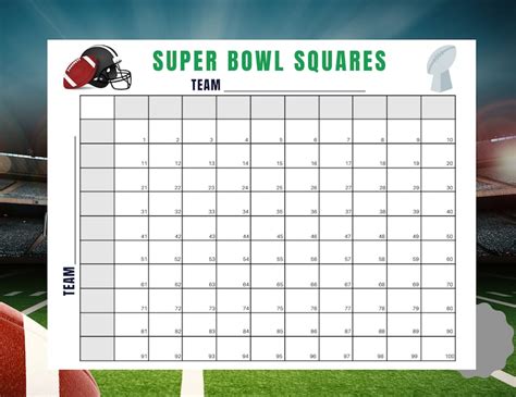 Super Bowl Squares Game Football Grids Super Bowl Game - Etsy