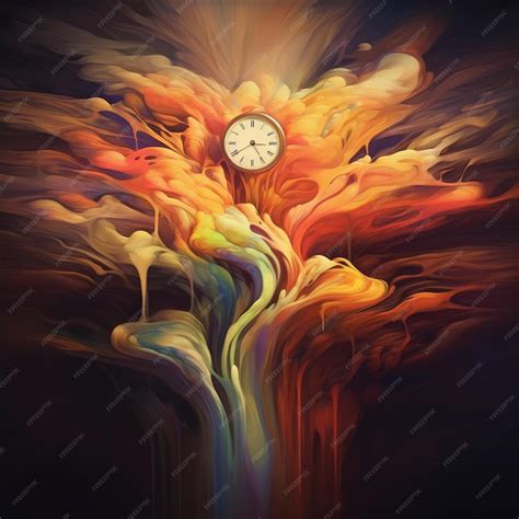 Premium AI Image | an abstract painting of a clock in a colored sprayed ...