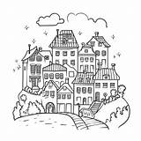 Old Houses Coloring Pages sketch template