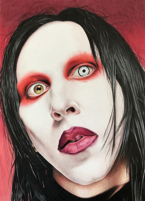 Marilyn Manson, colored pencils, me, 2020 : r/Art