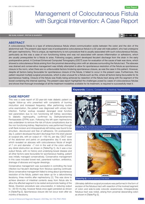 (PDF) Management of Colocutaneous Fistula with Surgical Intervention: A Case Report