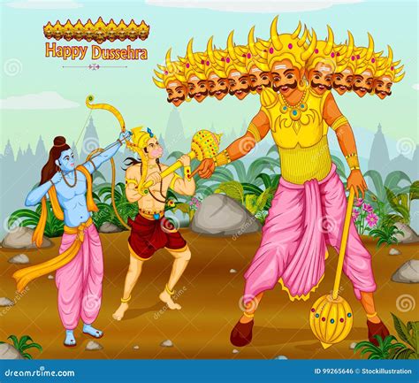 Lord Rama Killing Ravana during Dussehra Festival of India Stock Vector ...