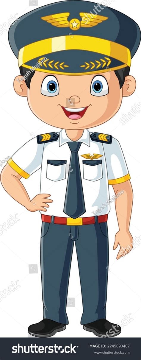 Cartoon Happy Young Pilot Standing Stock Vector (Royalty Free) 2245893407 | Shutterstock