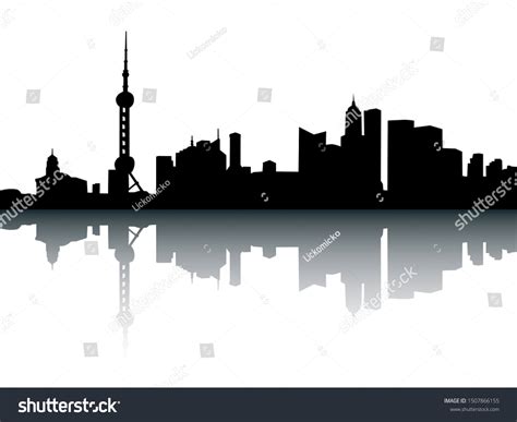 Silhouette Skyline Shanghai China Stock Vector (Royalty Free ...