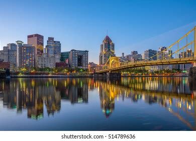 Panorama Downtown Pittsburgh Skyline Twilight Stock Photo 514789636 ...