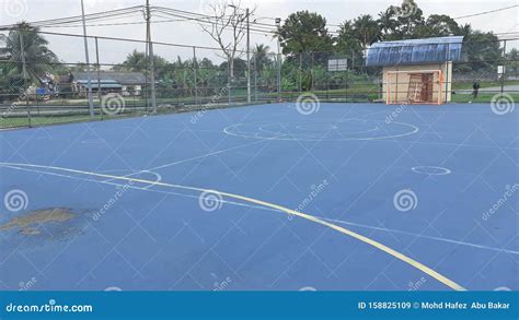 Futsal court stock image. Image of futsal, empty, blue - 158825109