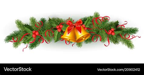 Christmas holly spruce tree garland Royalty Free Vector