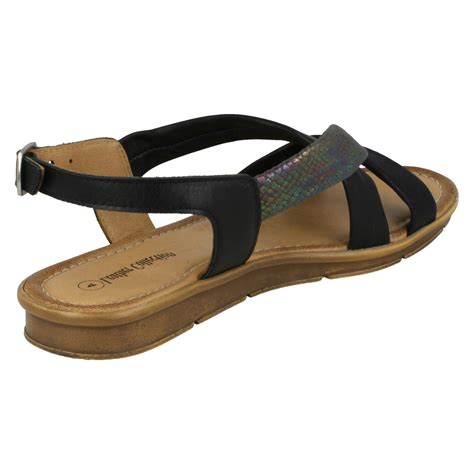 Ladies Leather Collection Flat Slingback Sandals | eBay