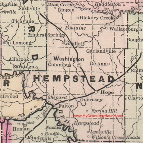 Hempstead County, Arkansas 1889 Map | County map, Map of arkansas, Tree map