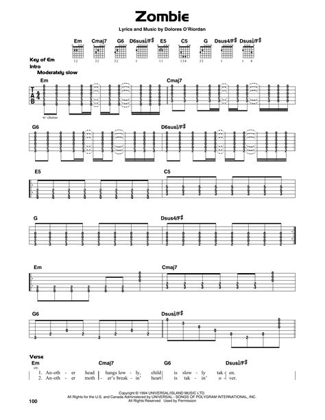 Cranberries Zombie Guitar Chords