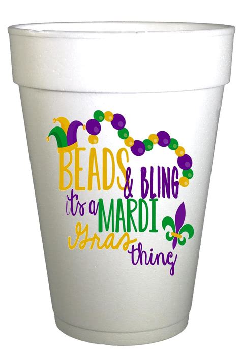 Mardi Gras Beads and Bling Styrofoam Party Cups