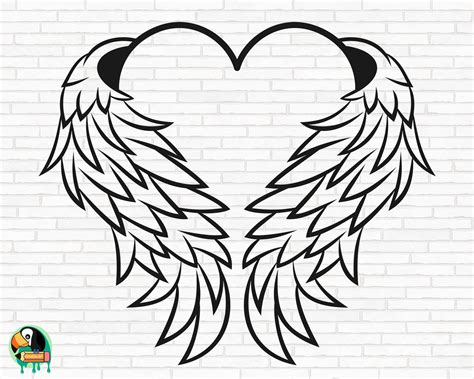 Angel Wings Heart SVG Angel svg Memorial svg Halo svg - Etsy España