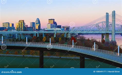 Louisville, Kentucky Skyline at Sunrise Stock Image - Image of building ...