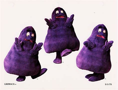 Here’s Grimace as he appeared in the 1975 “McDonaldland Specification ...