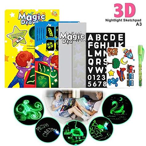 Light Up Drawing Kit, Womdee Fluorescent Luminous Writing Board Magic ...